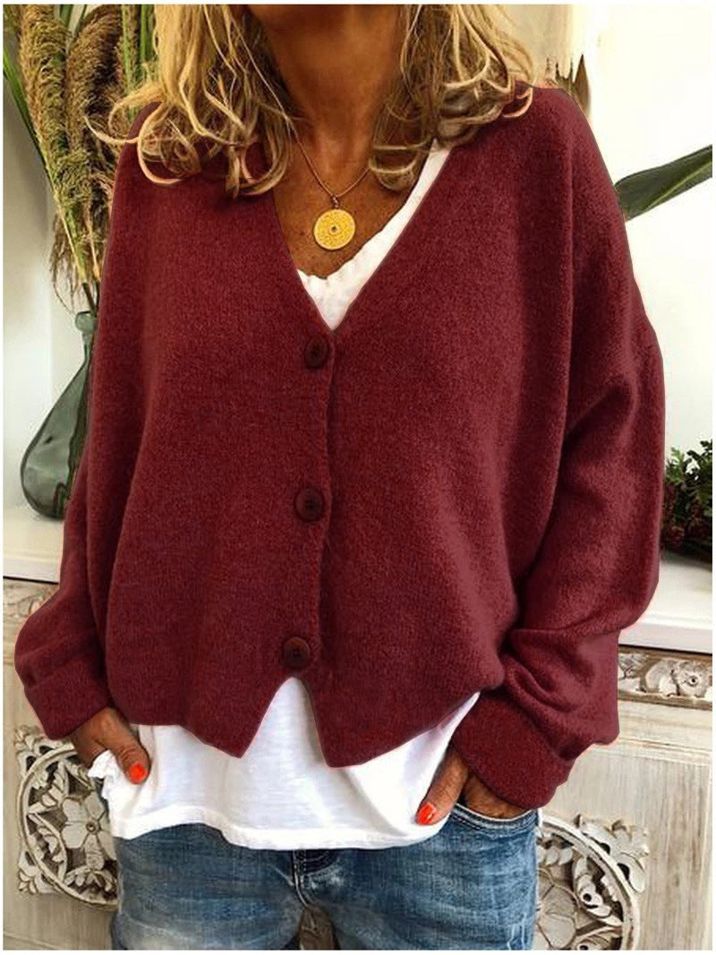 Women's Oversized Cardigan for Layering in Maroon