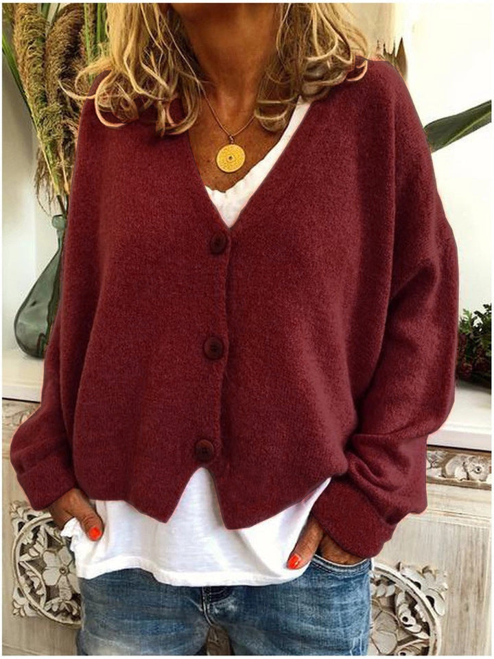 Women's Oversized Cardigan for Layering in Maroon