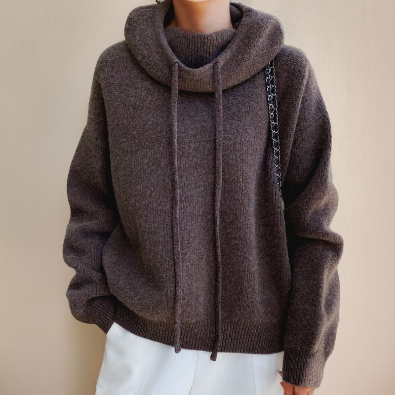 Women's Hooded Oversized Jumper for Cold Weather in Grey