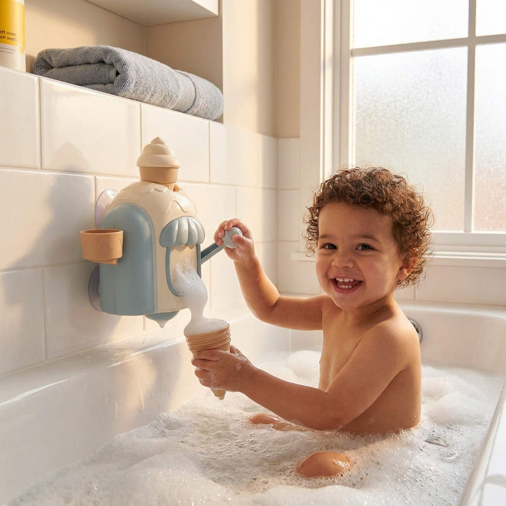 Ice Cream Machine Baby Bath Toy with Bubble Maker 0
