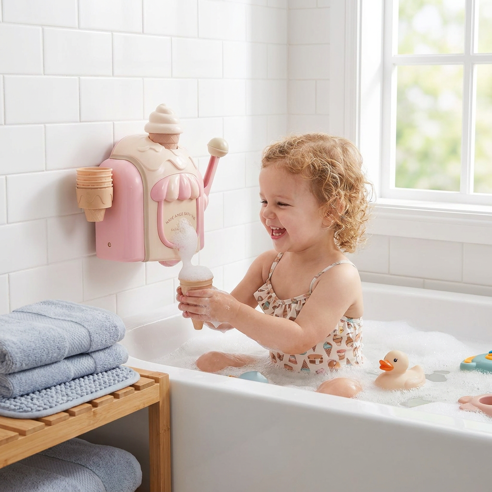 Ice Cream Machine Baby Bath Toy with Bubble Maker 1