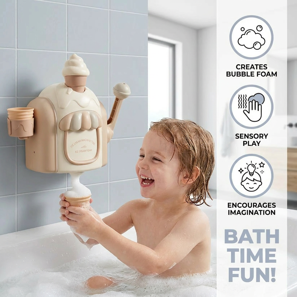 Ice Cream Machine Baby Bath Toy with Bubble Maker 2