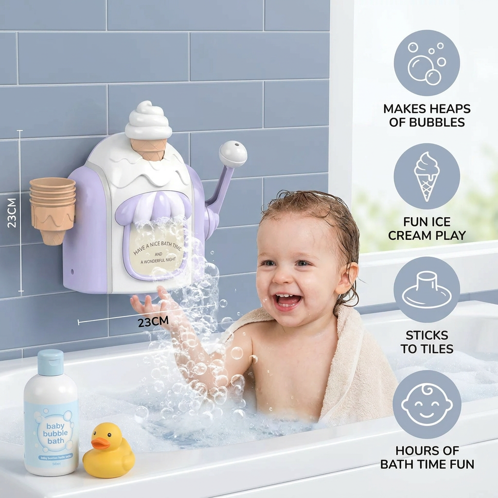 Ice Cream Machine Baby Bath Toy with Bubble Maker 5