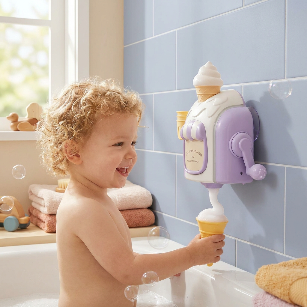 Ice Cream Machine Baby Bath Toy with Bubble Maker 6