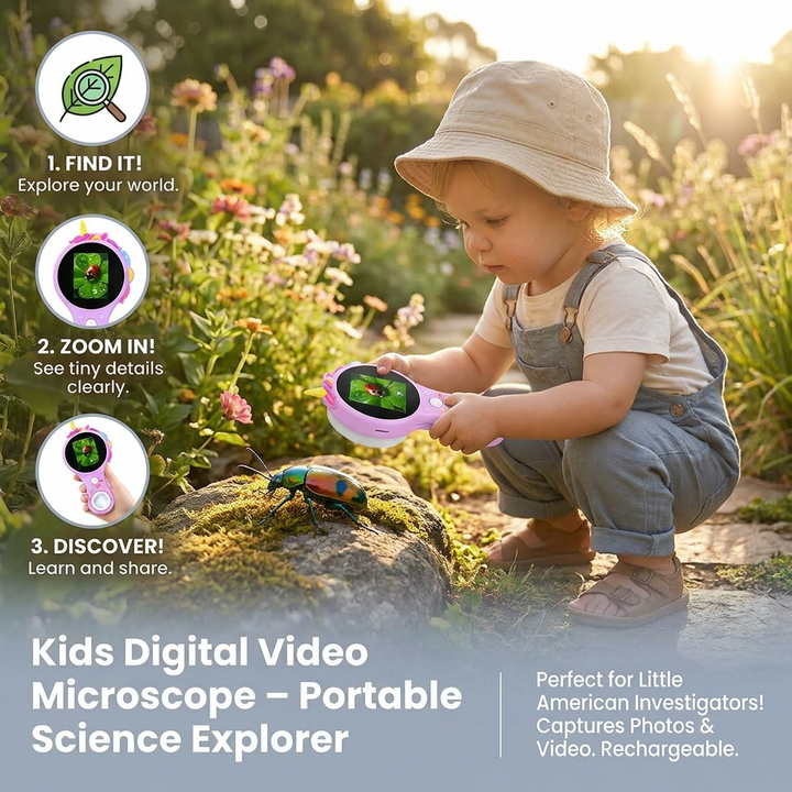 Kids Digital Video Microscope with Screen – Portable Science Explorer for Little Investigators 2