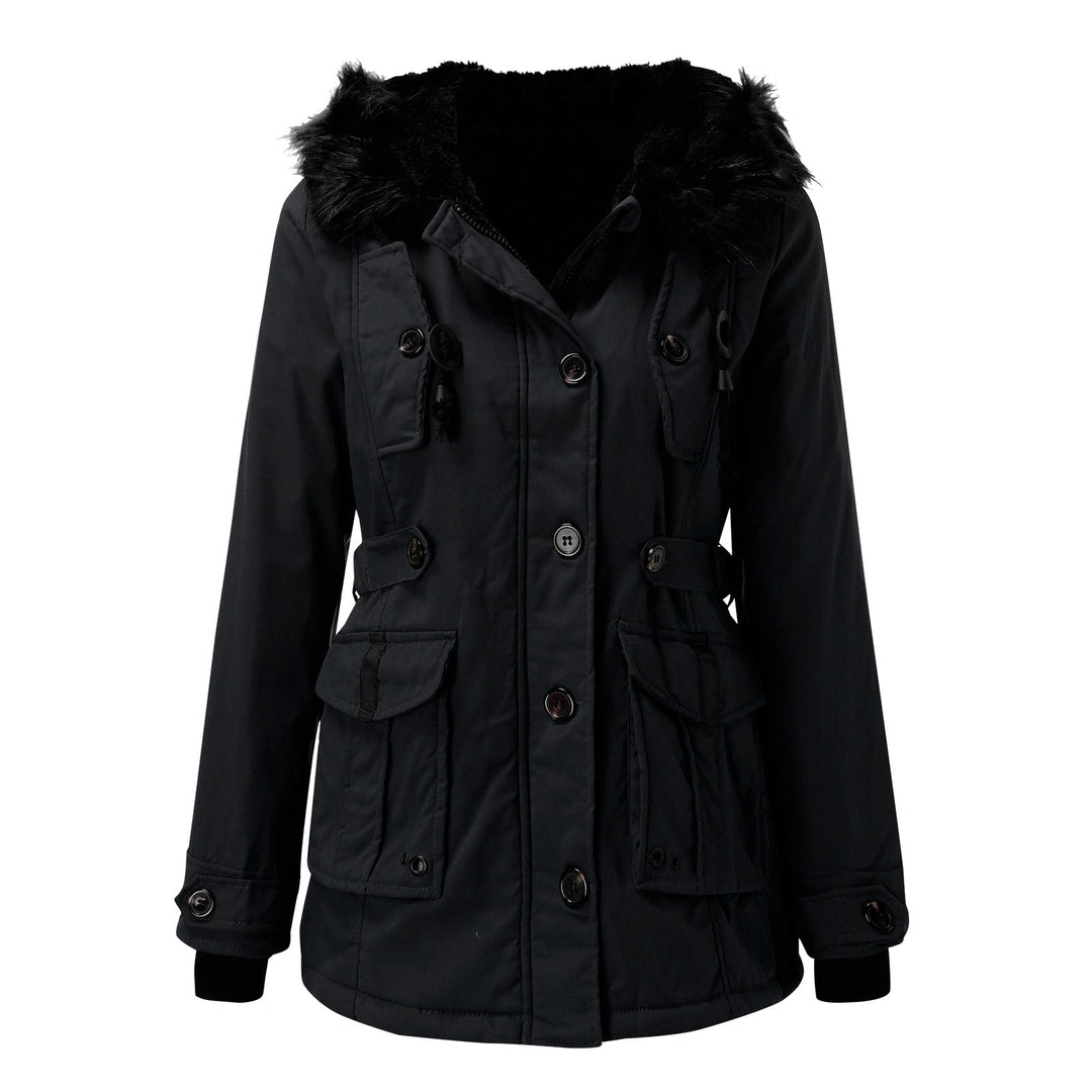 Women's Faux Fur Winter Parka with Drawstring
