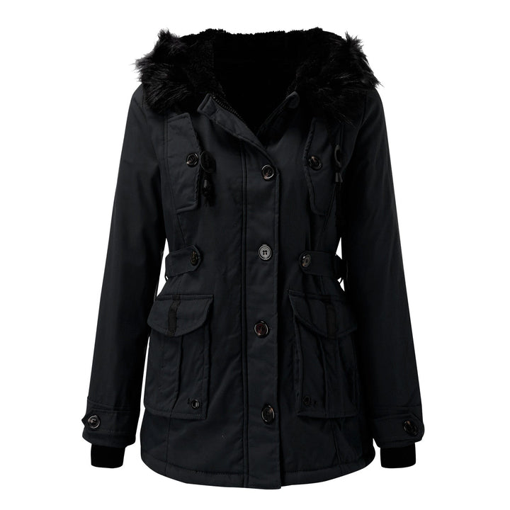 Women's Faux Fur Winter Parka with Drawstring