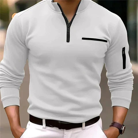 Men's Zip-Through Oversized Jumper in White