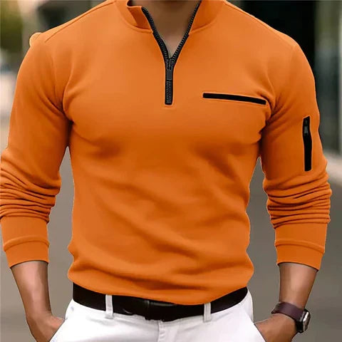 Men's Zip-Through Oversized Jumper in Orange