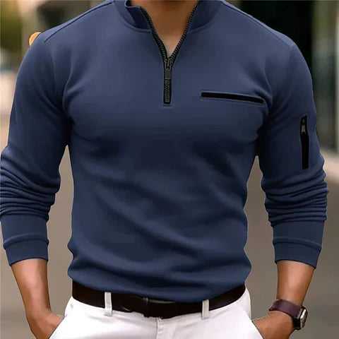 Men's Zip-Through Oversized Jumper in Blue