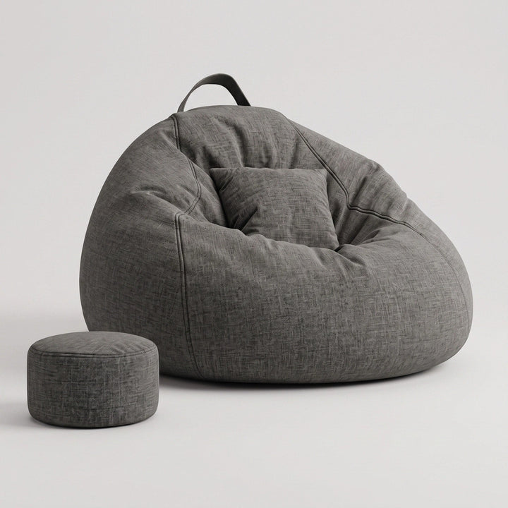 Large Bean Bag Sofa Chair - Linen Lounge Seat for Living Room & Bedroom 0