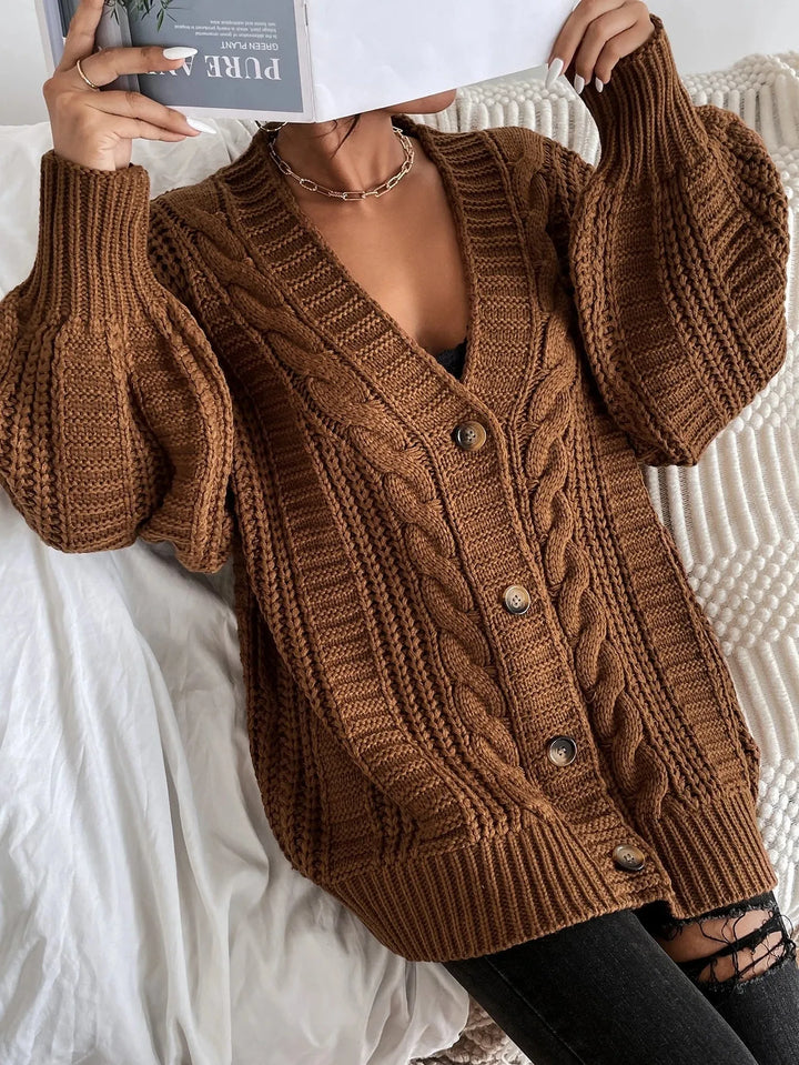 Oversized Cable Knit Cardigan for Women, image 3