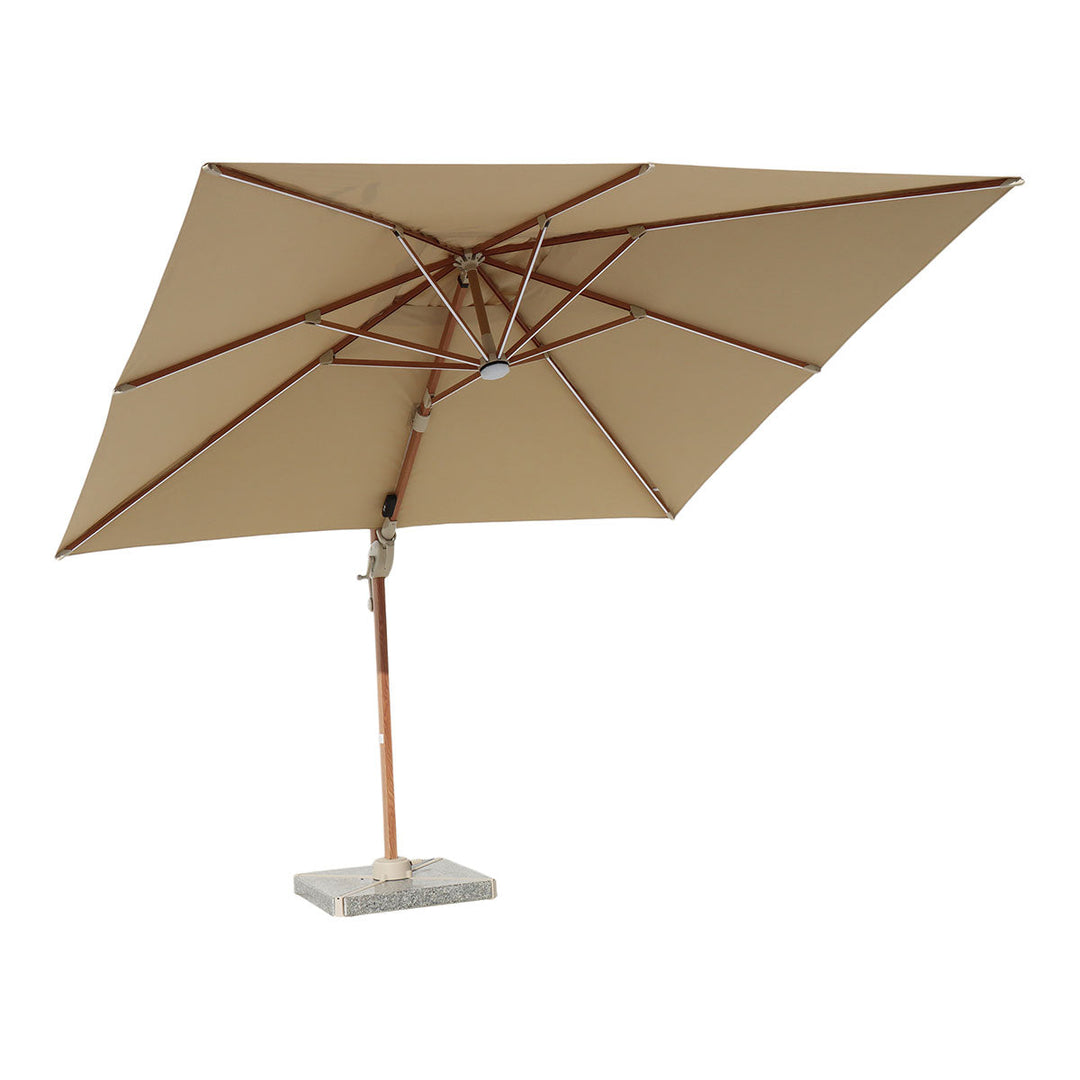 Luxury 3m x 3m Cantilever Garden Parasol | LED Lights, 360° Rotation & Granite Base | Premium Outdoor Shade for Patio & Garden 2