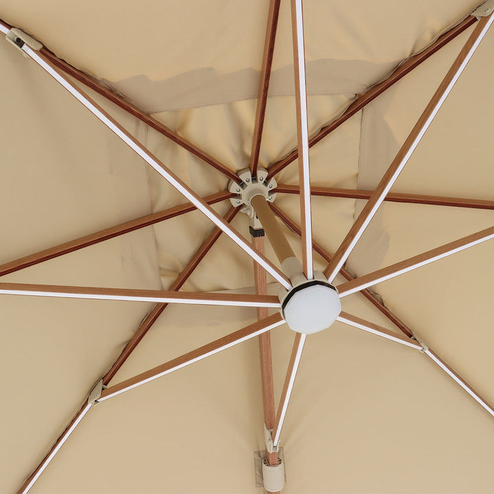 Luxury 3m x 3m Cantilever Garden Parasol | LED Lights, 360° Rotation & Granite Base | Premium Outdoor Shade for Patio & Garden 3