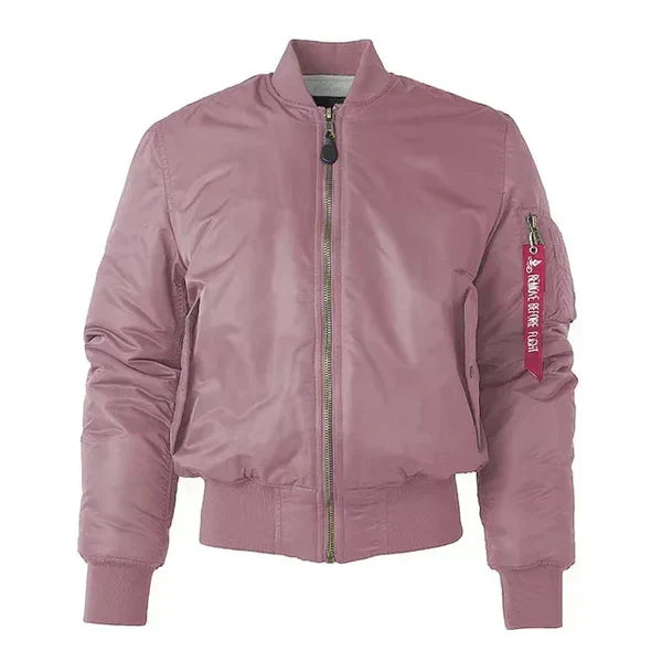 Women's Casual Bomber Jacket with Full Zip
