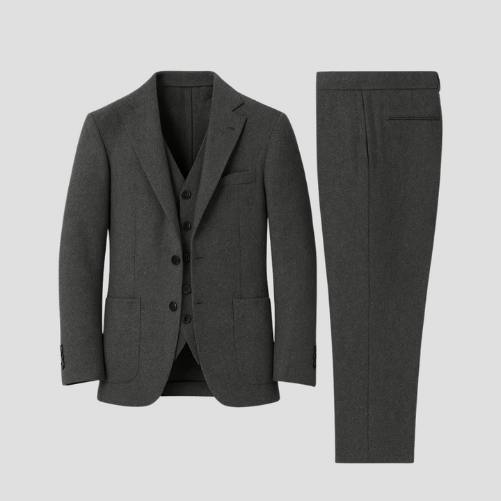 Men's Three-Piece Slim Fit Suit with Matching Waistcoat