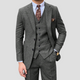 Men's Three-Piece Slim Fit Suit with Matching Waistcoat