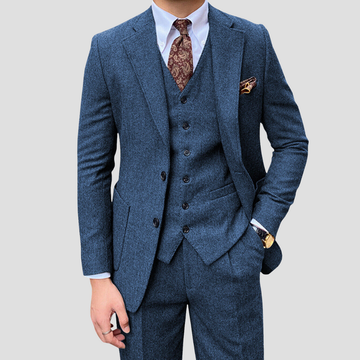 Men's Three-Piece Slim Fit Suit with Matching Waistcoat