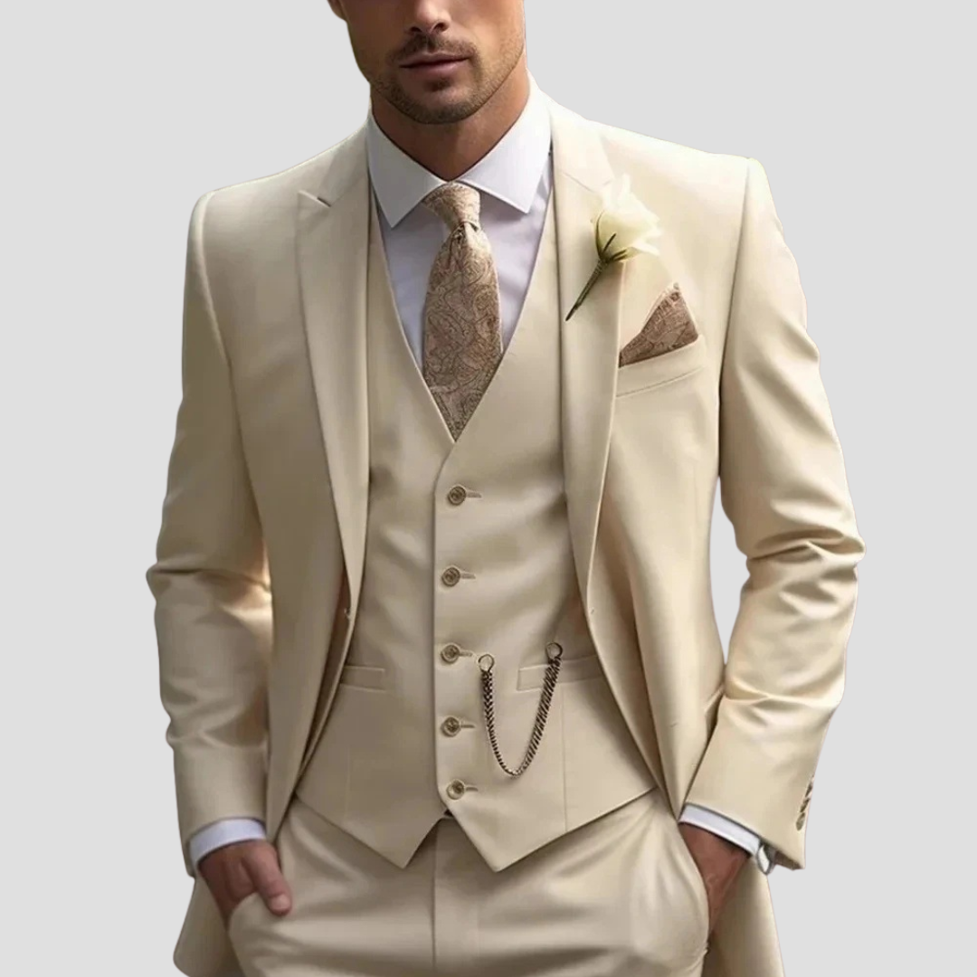 Men's Three-Piece Tailored Suit, Slim Fit for Weddings