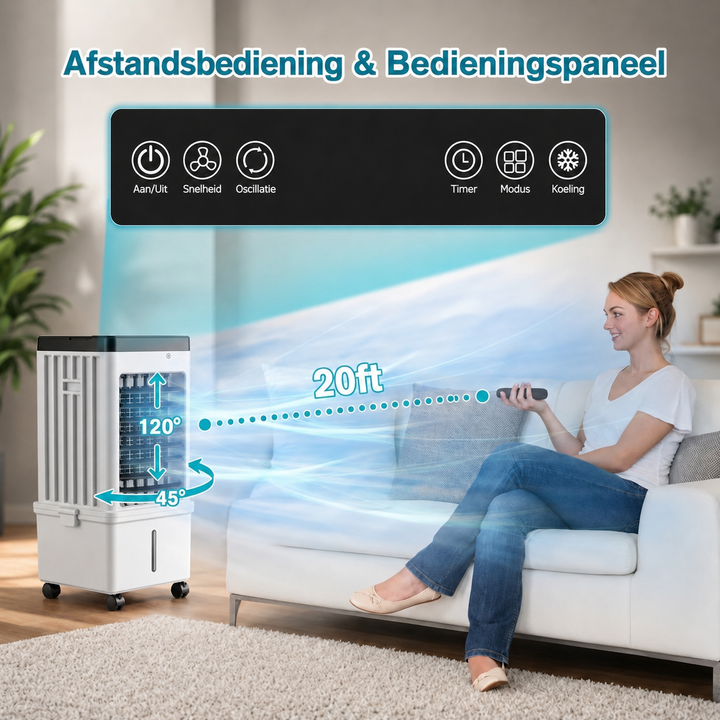 15L Portable Air Cooler | Large Tank Evaporative Cooling Fan
