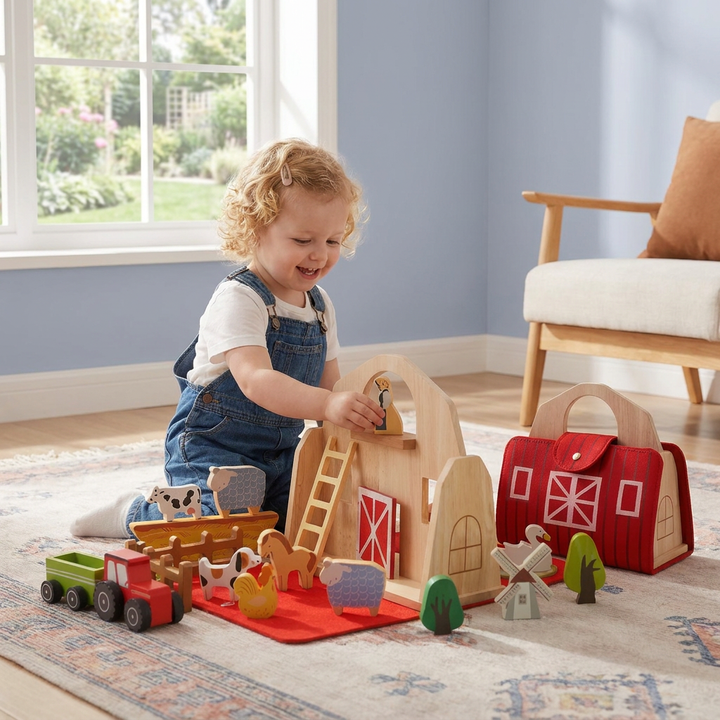 Montessori Wooden & Felt Farm Travel Toy – Perfect for On-the-Go Play 0