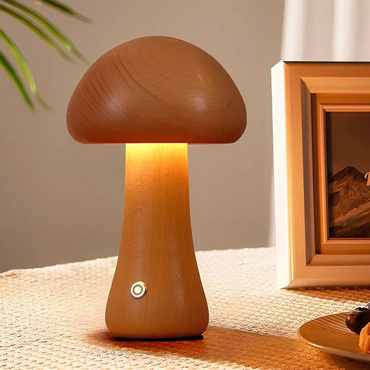 Wooden Table Lamp | Solid Wood Craftsmanship, Cordless & Rechargeable