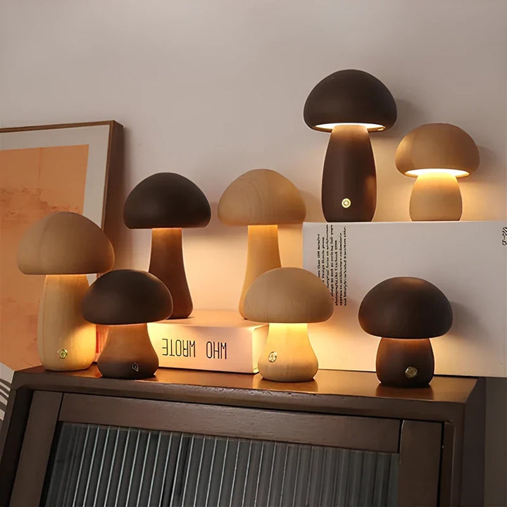 Wooden Table Lamp | Solid Wood Craftsmanship, Cordless & Rechargeable