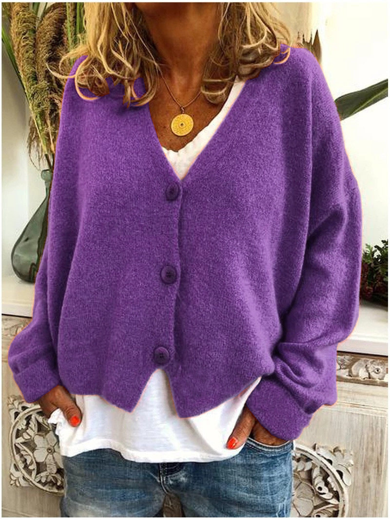 Women's Oversized Cardigan for Layering in Purple