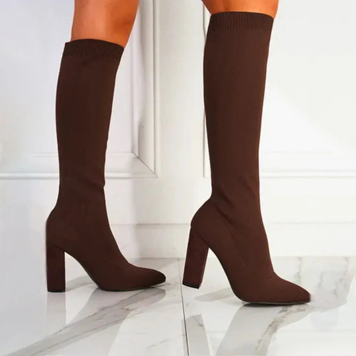 Women's Knitted High-Heel Winter Boots