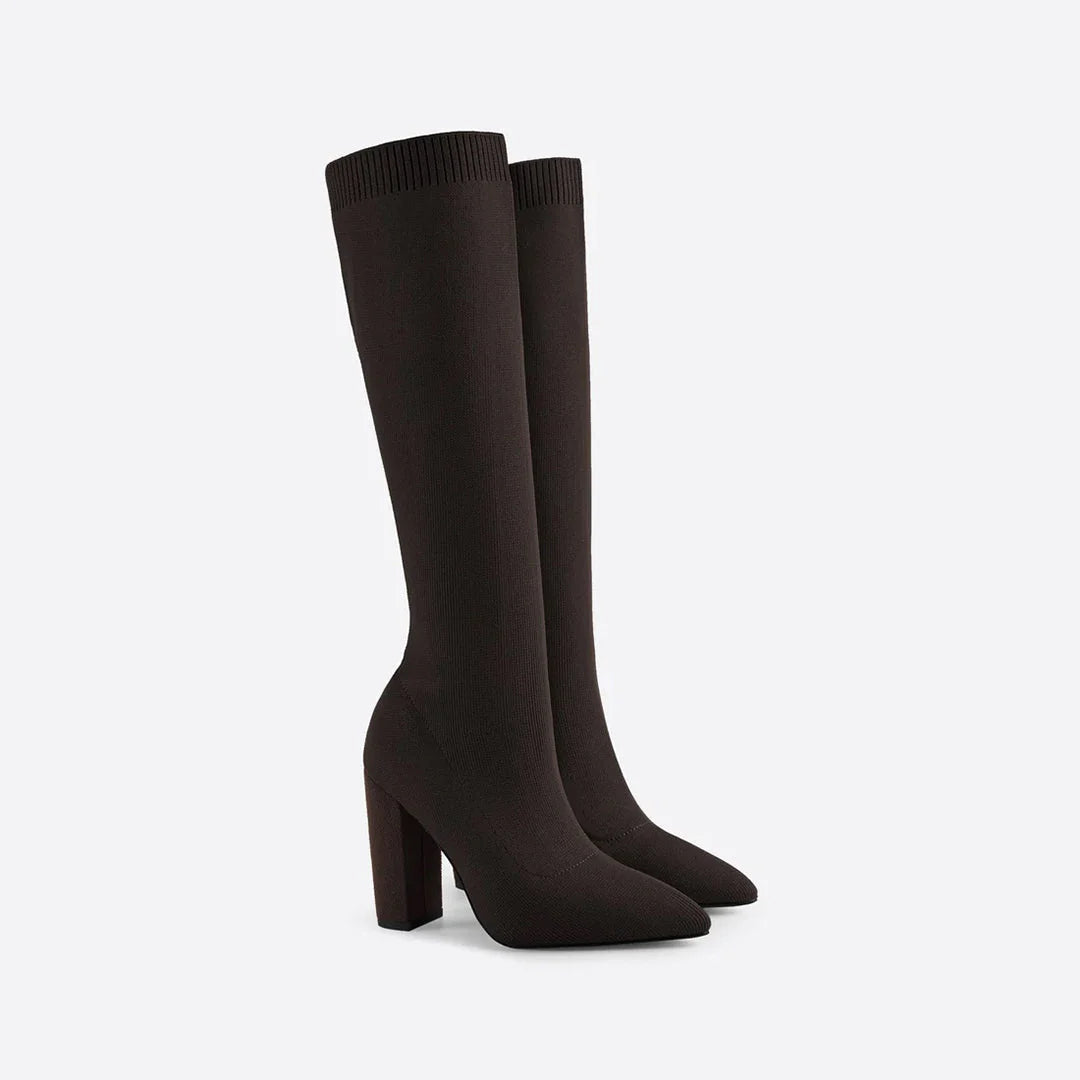 Women's Knitted High-Heel Winter Boots
