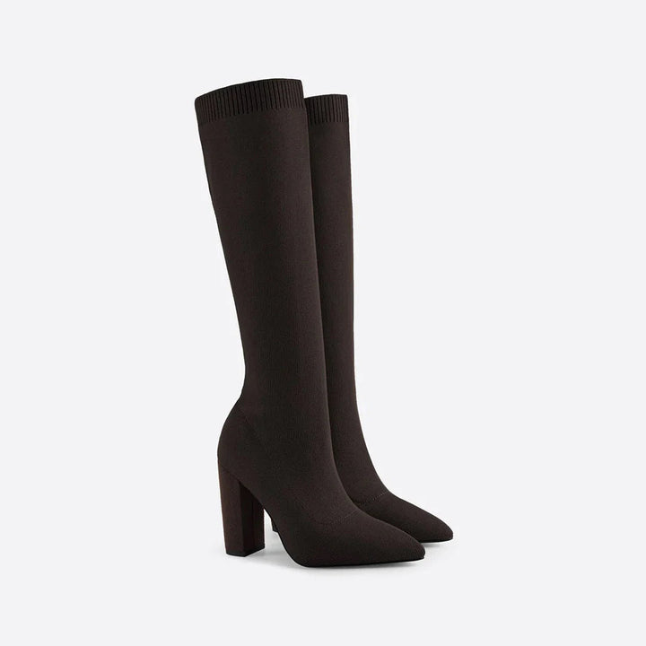 Women's Knitted High-Heel Winter Boots