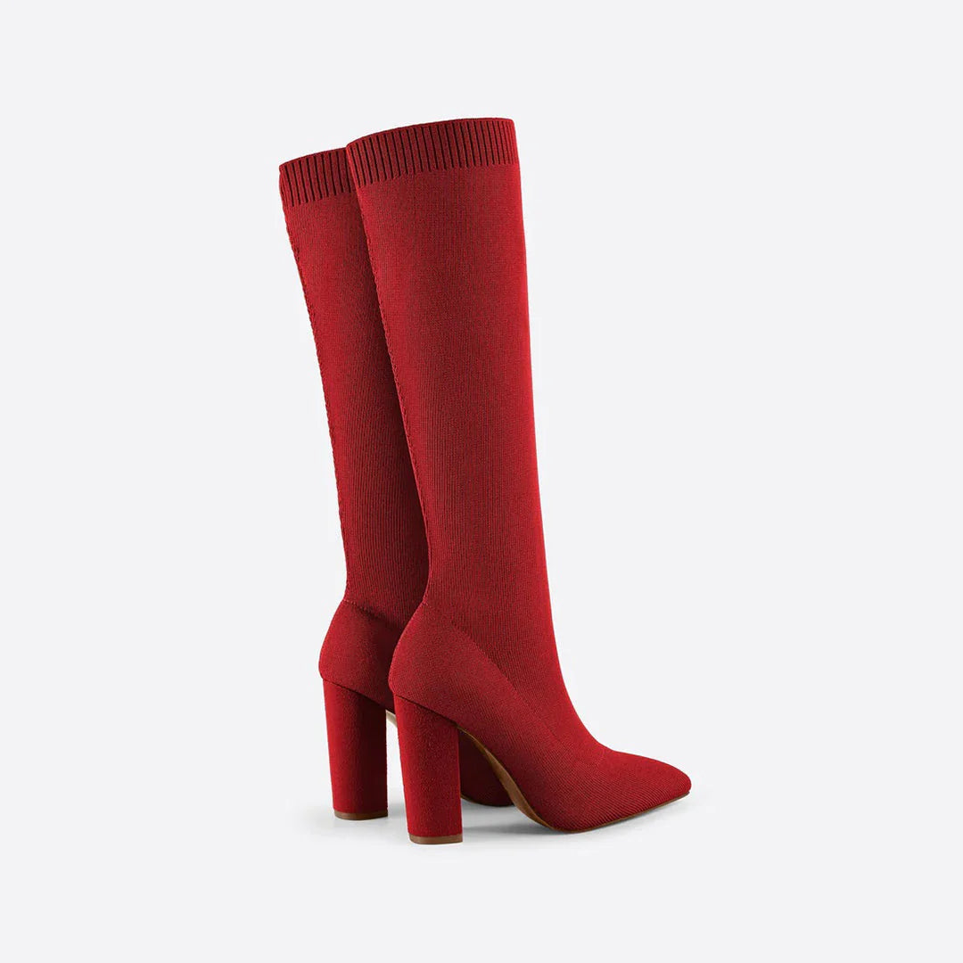 Women's Knitted High-Heel Winter Boots