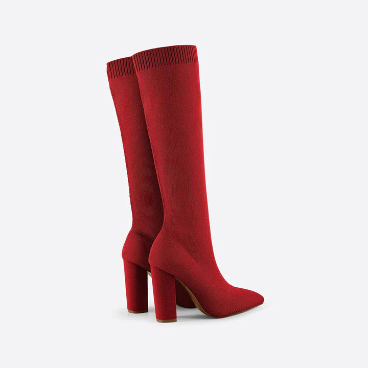 Women's Knitted High-Heel Winter Boots