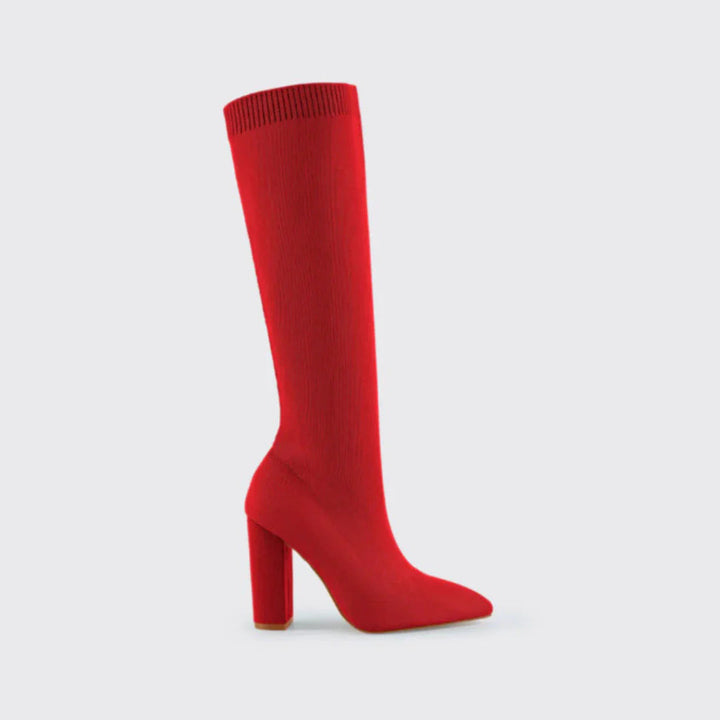 Women's Knitted High-Heel Winter Boots