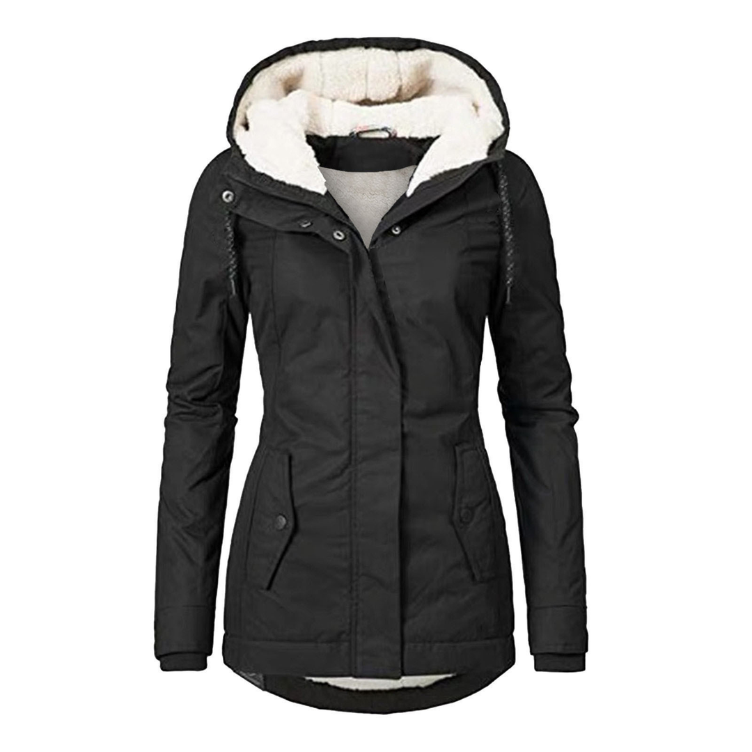 Women's Hooded Lined Winter Jacket with Zip