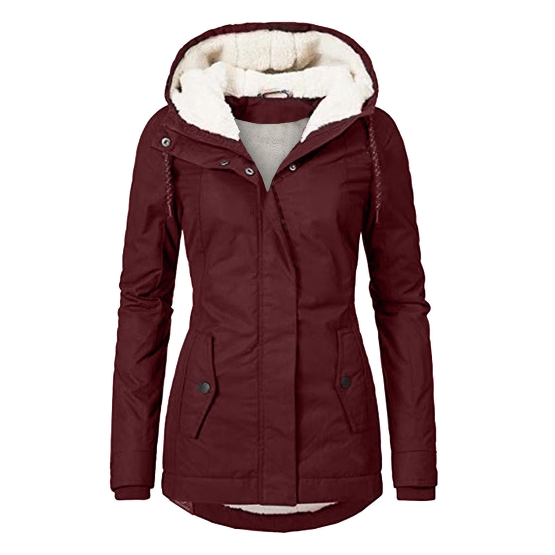 Women's Hooded Lined Winter Jacket with Zip
