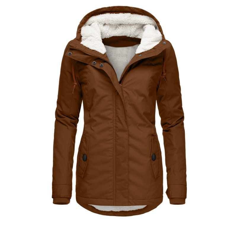 Women's Hooded Lined Winter Jacket with Zip