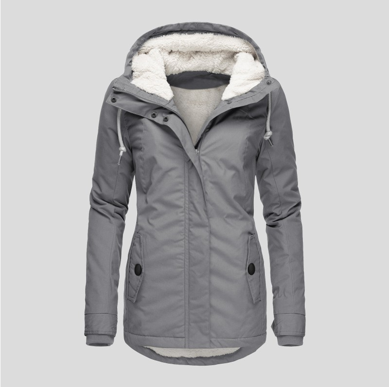 Women's Hooded Lined Winter Jacket with Zip
