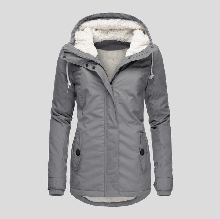Women's Hooded Lined Winter Jacket with Zip