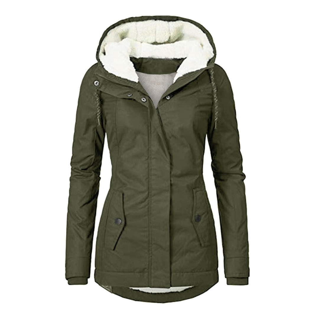Women's Hooded Lined Winter Jacket with Zip
