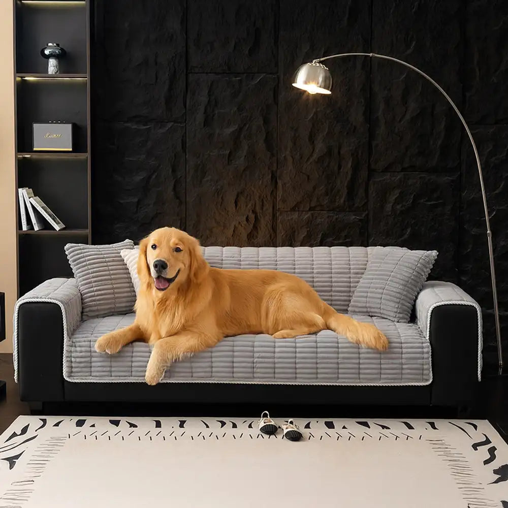 Waterproof One Piece Flannel Sofa Cover with Non Slip Backing and Washable Design