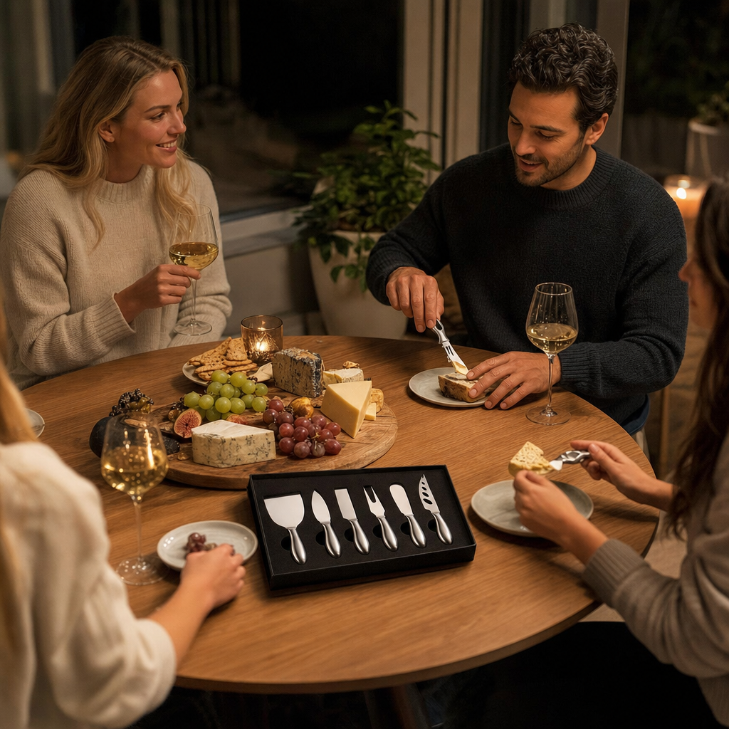 Stainless Steel Cheese Knife Set | 4-Piece Cheeseboard Knives