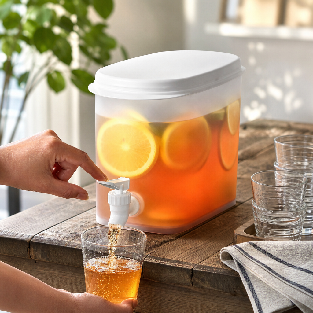 3.5L Drinks Dispenser with Tap | Fridge Jug for Juice & Iced Tea