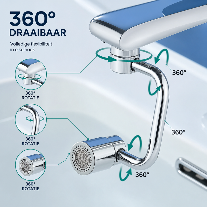 1080° Swivel Tap Extender | Stainless Steel Splash-Free Aerator