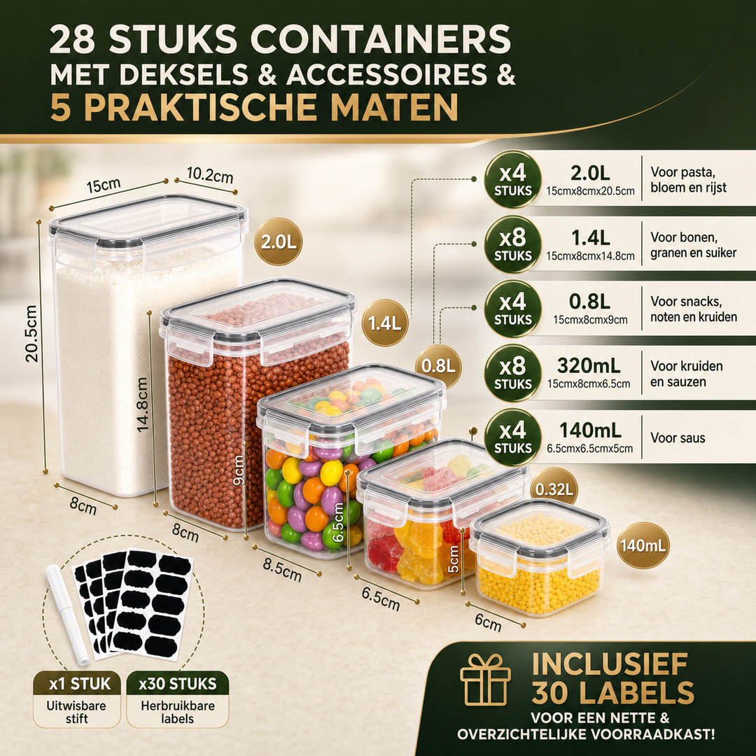 28-Piece Airtight Food Storage Containers | Stackable Pantry Set