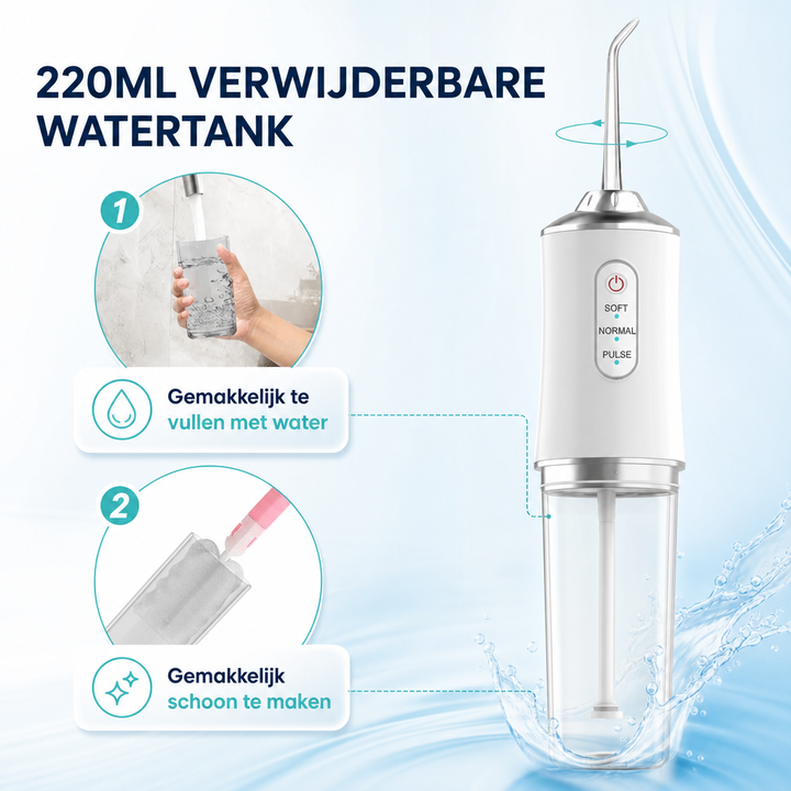 Portable Water Flosser | Cordless Oral Irrigator 220ml, 3 Modes