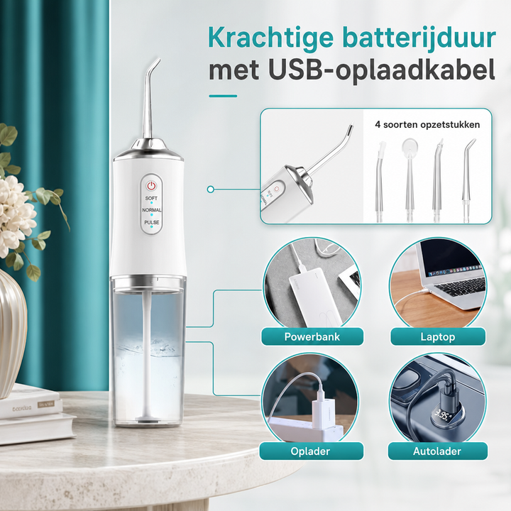 Portable Water Flosser | Cordless Oral Irrigator 220ml, 3 Modes