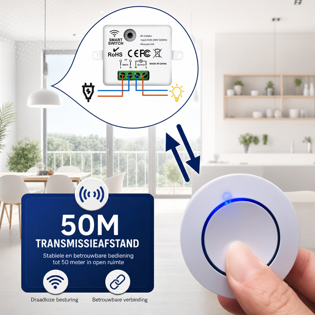 Wireless Light Switch with Remote | RF 433MHz, No Wiring