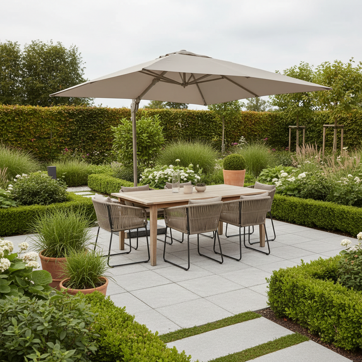 Outdoor Cantilever Garden Parasol with Base Weights | Square Patio Umbrella 0