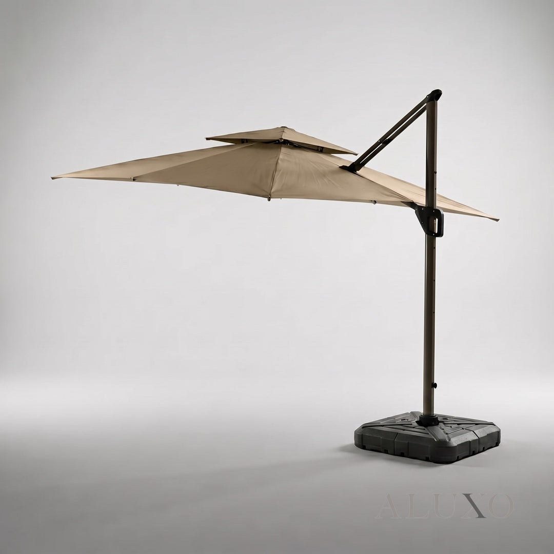 Outdoor Cantilever Parasol with 360° Rotation and Solar LED Lighting 6